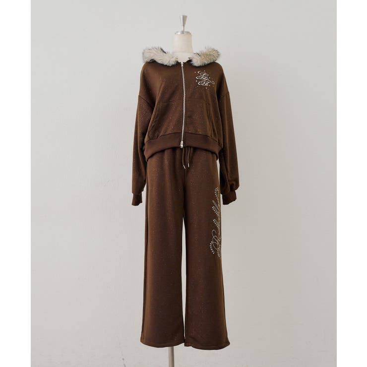 ブラウン | フェイクファー付パーカーセット | NICE CLAUP / OLIVE des OLIVE　OUTLET