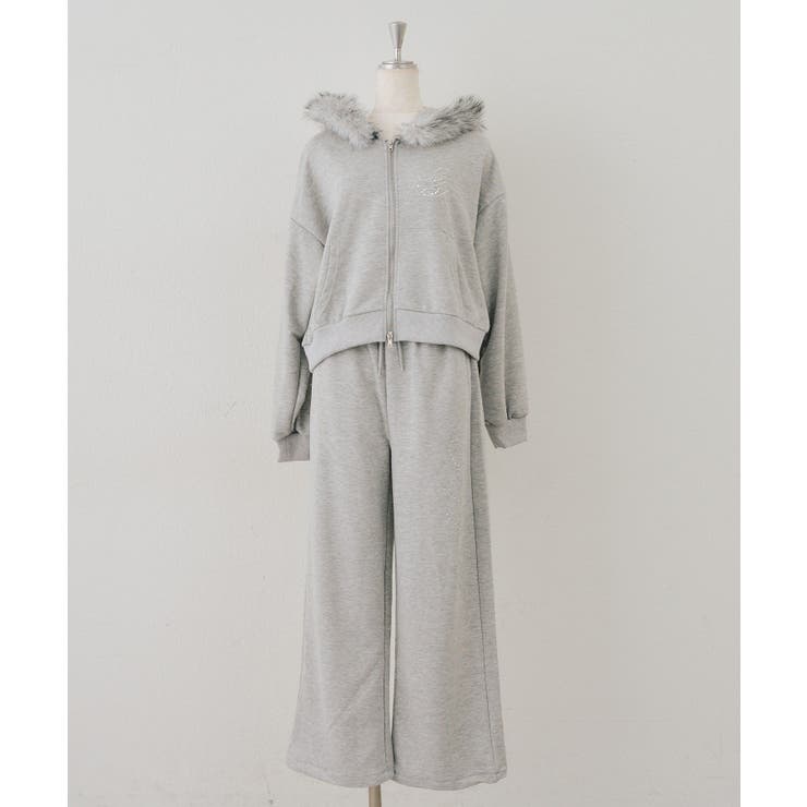 トップグレー | フェイクファー付パーカーセット | NICE CLAUP / OLIVE des OLIVE　OUTLET