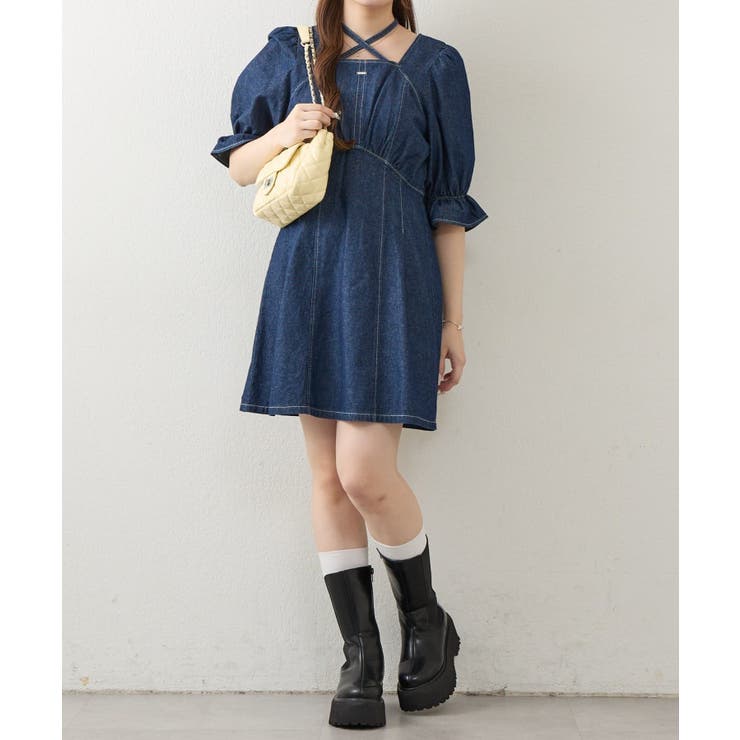 【丈の長さを選べる】ホルター付ウエストマークワンピース | NICE CLAUP / OLIVE des OLIVE　OUTLET | 詳細画像3 