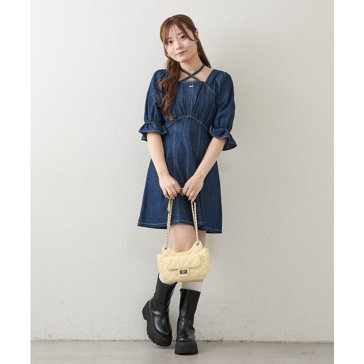 【丈の長さを選べる】ホルター付ウエストマークワンピース | NICE CLAUP / OLIVE des OLIVE　OUTLET | 詳細画像5 