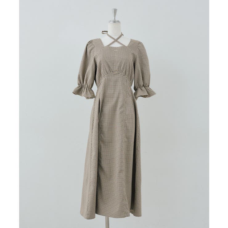 ベージュ系 | 【丈の長さを選べる】ホルター付ウエストマークワンピース | NICE CLAUP / OLIVE des OLIVE　OUTLET