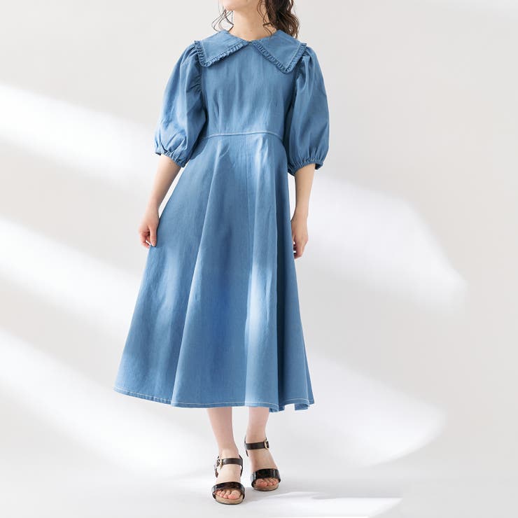 襟付きデニムフレアーワンピース 品番 Olow Olive Des Olive Outlet オリーブデオリーブアウトレット のレディースファッション通販 Shoplist ショップリスト