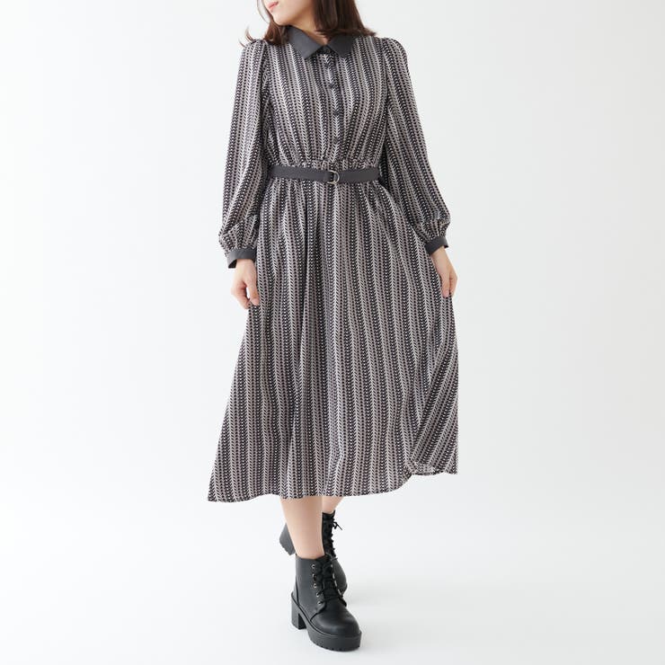 幾何ストライプ柄配色衿ワンピース 品番 Olow Olive Des Olive Outlet オリーブデオリーブ アウトレット のレディースファッション通販 Shoplist ショップリスト