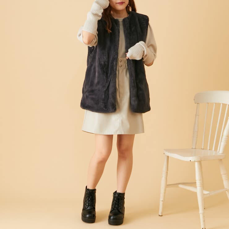 ラビット風エコファーベスト[品番：OLOW0008230]｜RMAF NICE CLAUP 