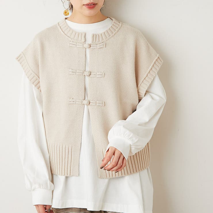 チャイナ釦ニットベスト[品番：NCLW0001859]｜NICE CLAUP  OUTLET（ナイスクラップアウトレット）のレディースファッション通販｜SHOPLIST（ショップリスト）