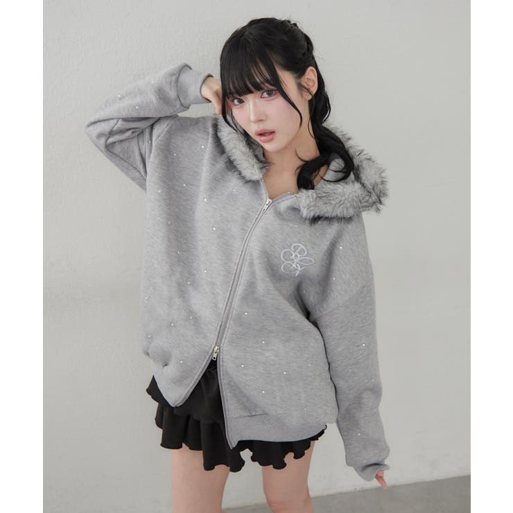 【5色展開】ラインストーンビッグファーパーカー | RMAF　NICE CLAUP / OLIVE des OLIVE | 詳細画像3 
