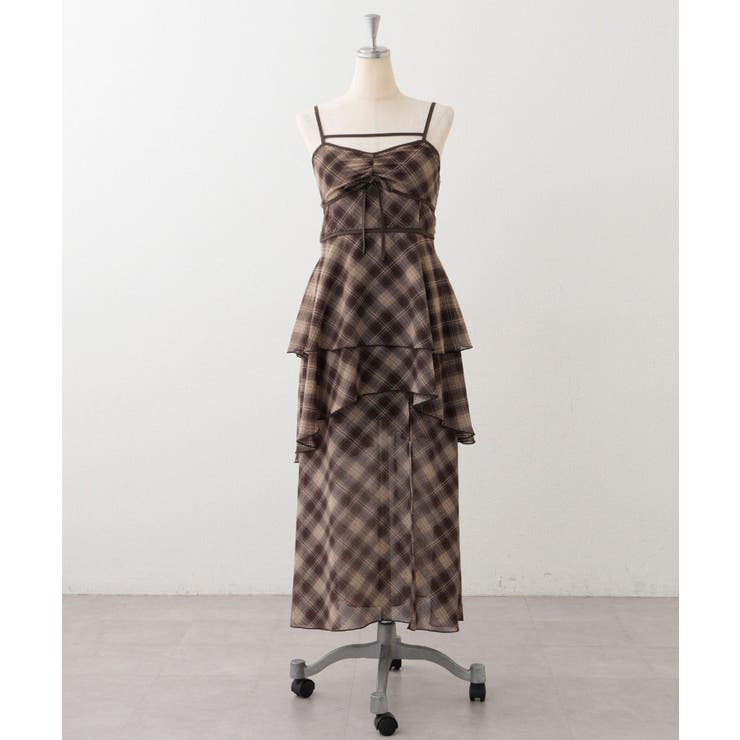 【無地/チェック】アシメスリットロングキャミワンピース | RMAF　NICE CLAUP / OLIVE des OLIVE | 詳細画像25 