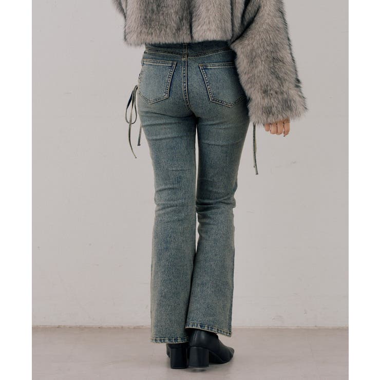 【S/Mサイズ展開】サイドレースアップフレアデニムパンツ | RMAF　NICE CLAUP / OLIVE des OLIVE | 詳細画像11 