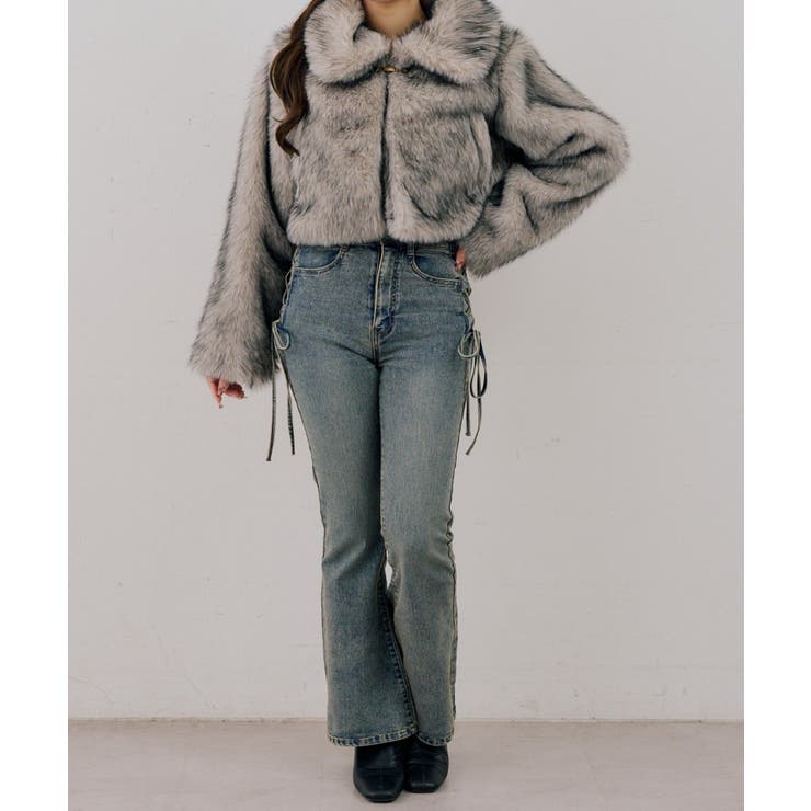 【S/Mサイズ展開】サイドレースアップフレアデニムパンツ | RMAF　NICE CLAUP / OLIVE des OLIVE | 詳細画像13 