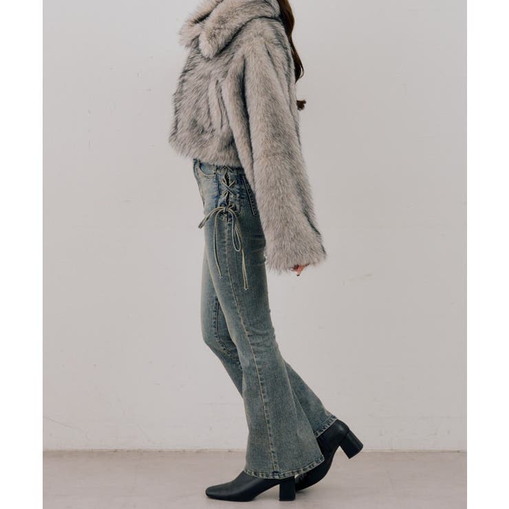 【S/Mサイズ展開】サイドレースアップフレアデニムパンツ | RMAF　NICE CLAUP / OLIVE des OLIVE | 詳細画像15 