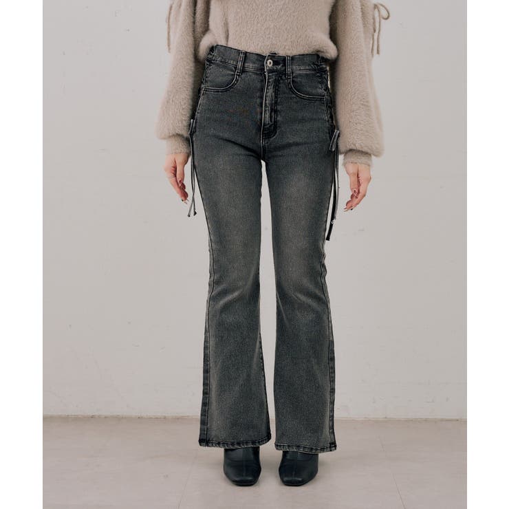 【S/Mサイズ展開】サイドレースアップフレアデニムパンツ | RMAF　NICE CLAUP / OLIVE des OLIVE | 詳細画像17 