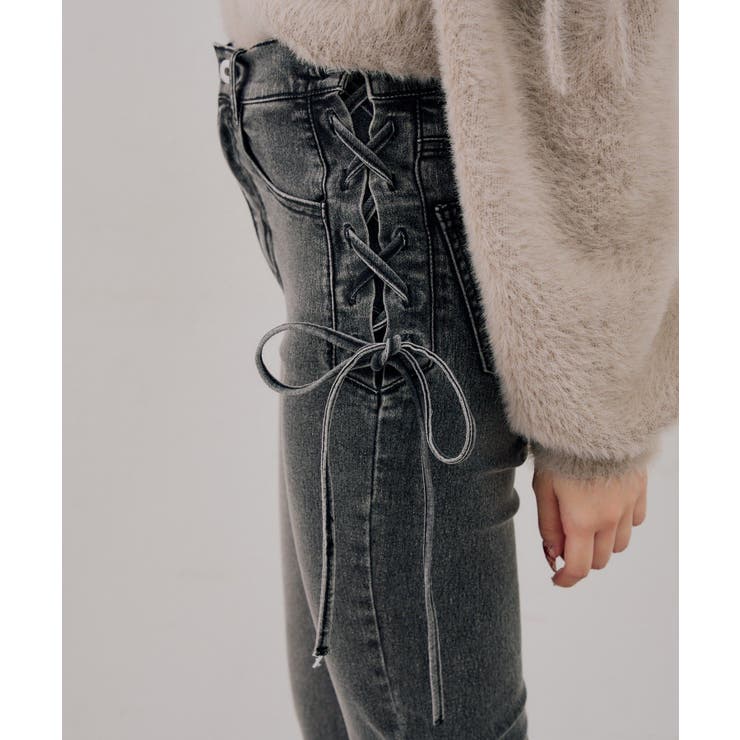 【S/Mサイズ展開】サイドレースアップフレアデニムパンツ | RMAF　NICE CLAUP / OLIVE des OLIVE | 詳細画像23 