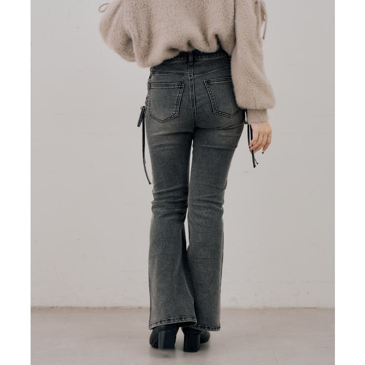 【S/Mサイズ展開】サイドレースアップフレアデニムパンツ | RMAF　NICE CLAUP / OLIVE des OLIVE | 詳細画像6 