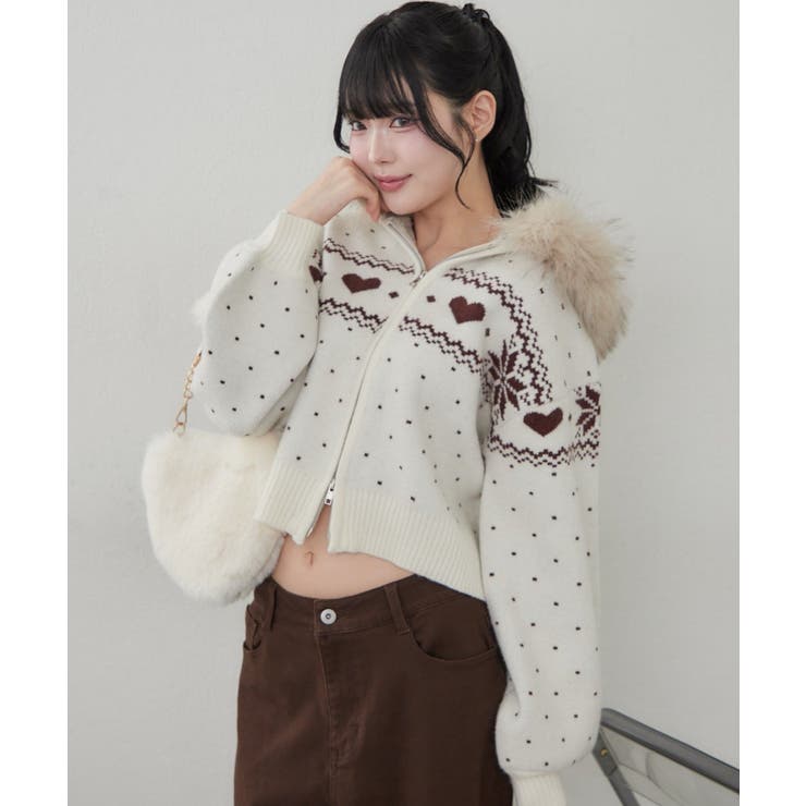 アイボリー | ハートノルディックファーパーカー | RMAF　NICE CLAUP / OLIVE des OLIVE