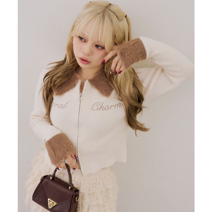 オフ | 配色シャギーダブルジップニット | RMAF　NICE CLAUP / OLIVE des OLIVE