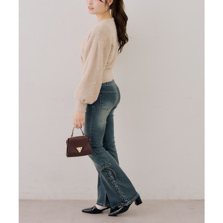パール付フェザーカシュクールニット | RMAF　NICE CLAUP / OLIVE des OLIVE | 詳細画像15 