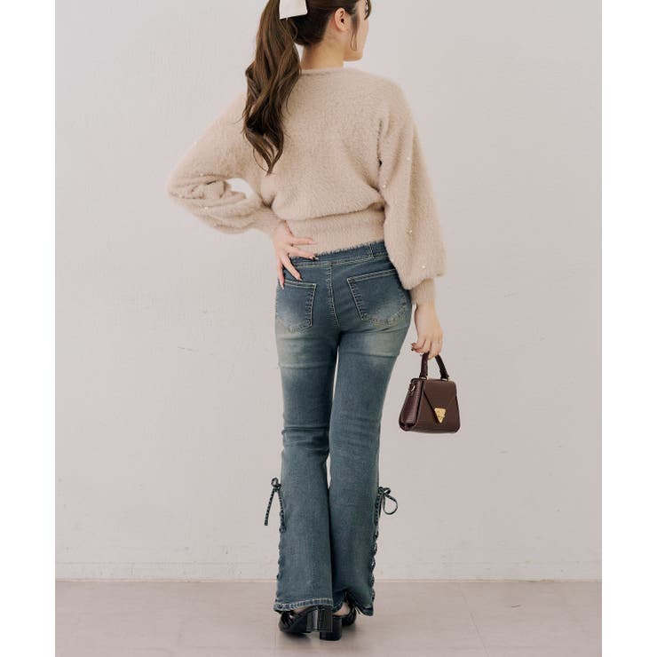パール付フェザーカシュクールニット | RMAF　NICE CLAUP / OLIVE des OLIVE | 詳細画像16 