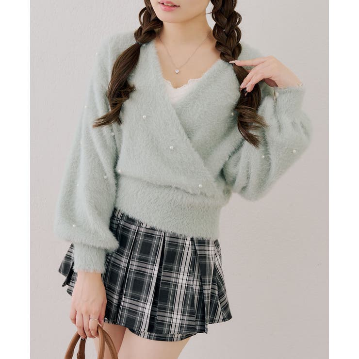 パール付フェザーカシュクールニット | RMAF　NICE CLAUP / OLIVE des OLIVE | 詳細画像26 