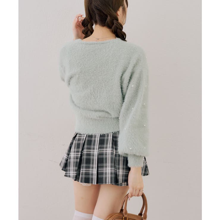 パール付フェザーカシュクールニット | RMAF　NICE CLAUP / OLIVE des OLIVE | 詳細画像29 