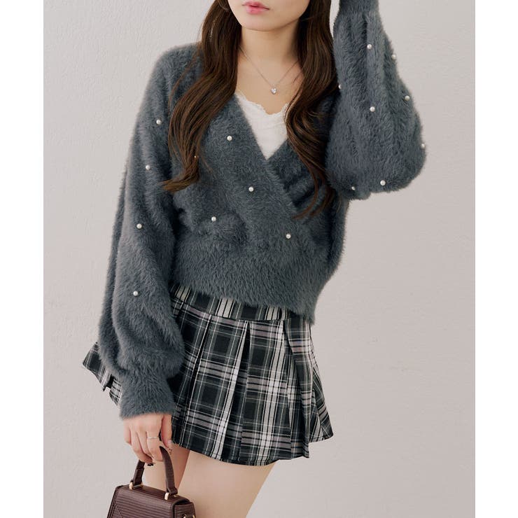 パール付フェザーカシュクールニット | RMAF　NICE CLAUP / OLIVE des OLIVE | 詳細画像2 