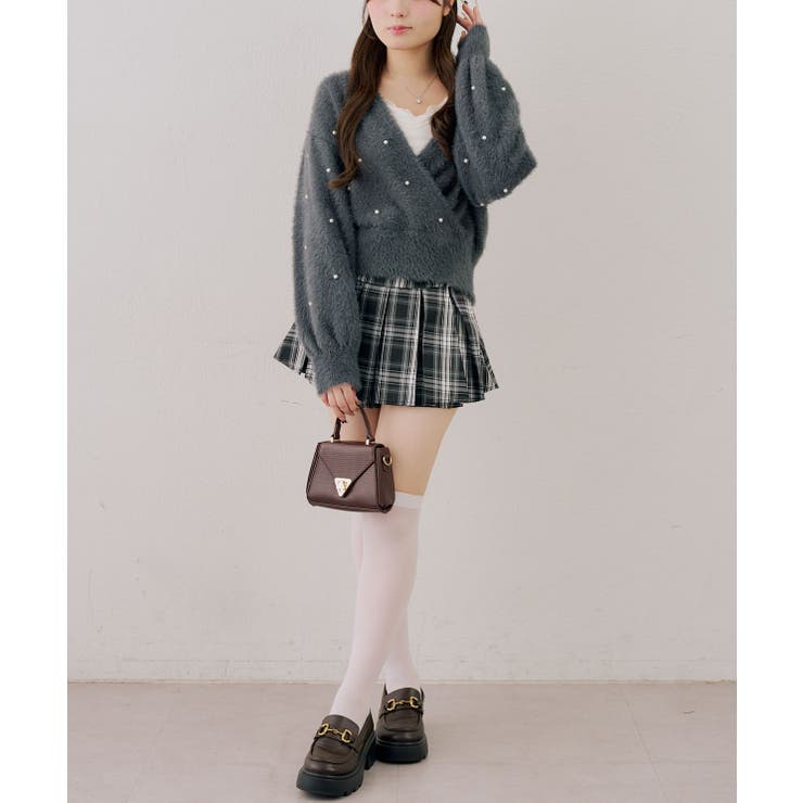 パール付フェザーカシュクールニット | RMAF　NICE CLAUP / OLIVE des OLIVE | 詳細画像5 