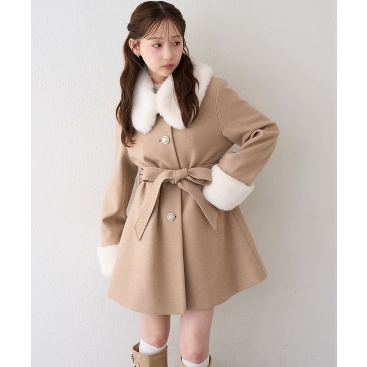 ベージュ | フェイクファー付2WAYコート | RMAF　NICE CLAUP / OLIVE des OLIVE