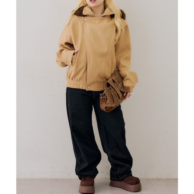 ファーフード付ライダース風ジャケット | RMAF　NICE CLAUP / OLIVE des OLIVE | 詳細画像8 