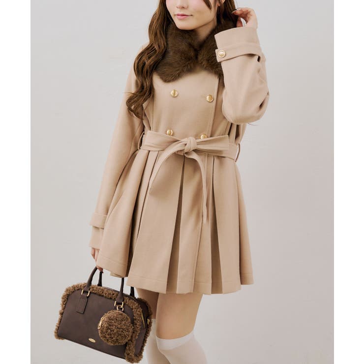 ベージュ | 衿ファープリーツ女の子コート | RMAF　NICE CLAUP / OLIVE des OLIVE