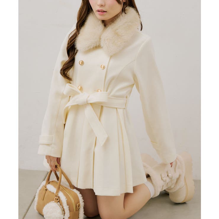 アイボリー | 衿ファープリーツ女の子コート | RMAF　NICE CLAUP / OLIVE des OLIVE