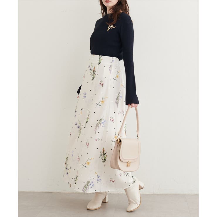 【natural couture】オリジナル花柄Aラインスカート | NICE CLAUP / OLIVE des OLIVE　OUTLET | 詳細画像2 