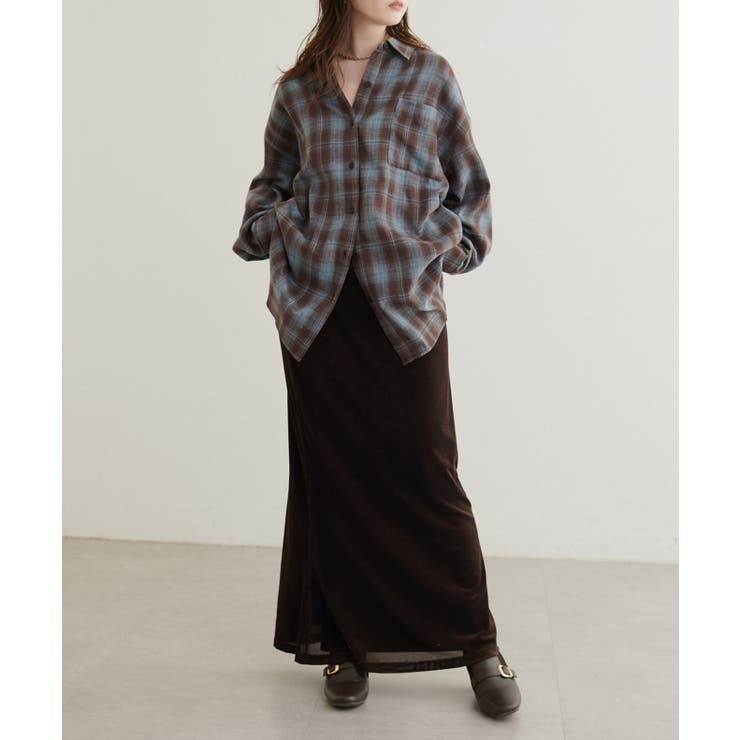 【natural couture】起毛チェックベーシックオーバーシャツ | NICE CLAUP / OLIVE des OLIVE　OUTLET | 詳細画像3 