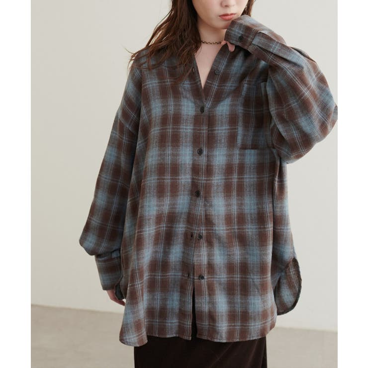【natural couture】起毛チェックベーシックオーバーシャツ | NICE CLAUP / OLIVE des OLIVE　OUTLET | 詳細画像4 
