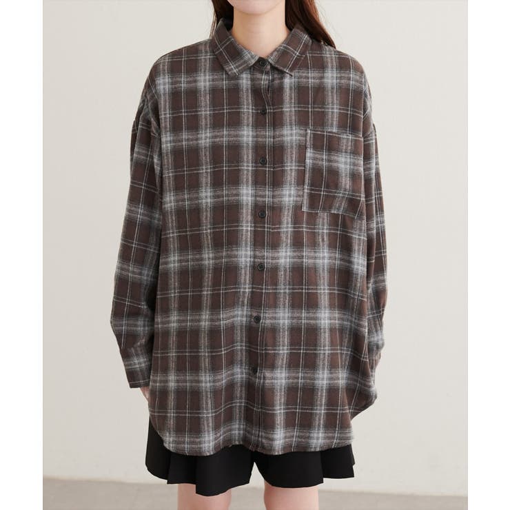 【natural couture】起毛チェックベーシックオーバーシャツ | NICE CLAUP / OLIVE des OLIVE　OUTLET | 詳細画像7 