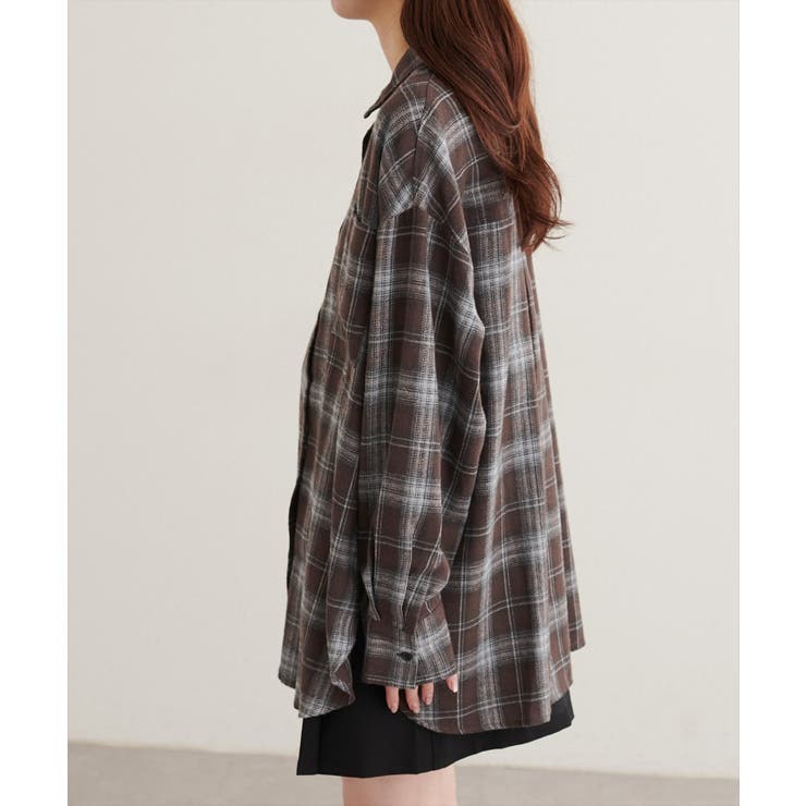 【natural couture】起毛チェックベーシックオーバーシャツ | NICE CLAUP / OLIVE des OLIVE　OUTLET | 詳細画像8 