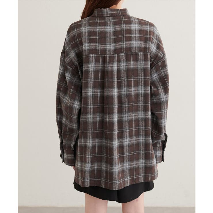 【natural couture】起毛チェックベーシックオーバーシャツ | NICE CLAUP / OLIVE des OLIVE　OUTLET | 詳細画像9 