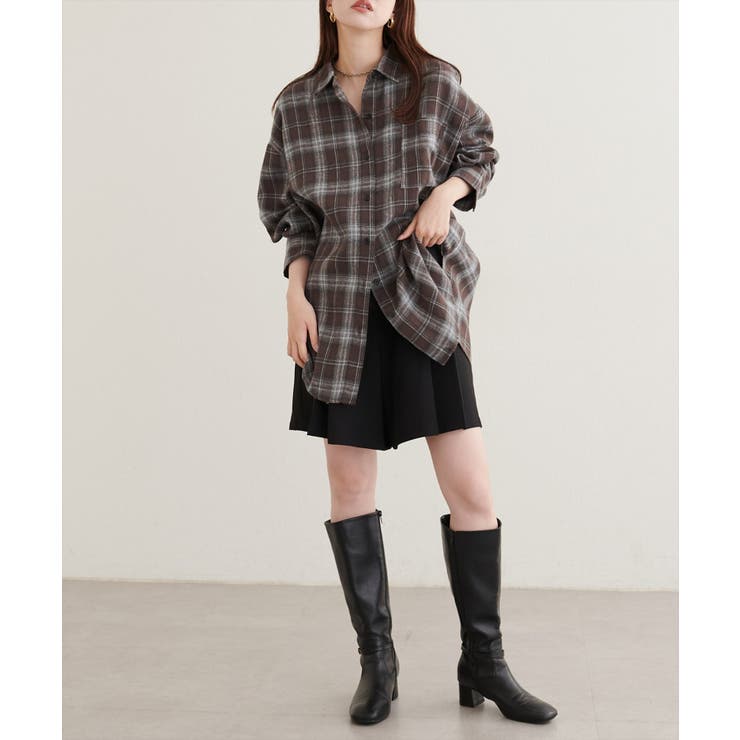 【natural couture】起毛チェックベーシックオーバーシャツ | NICE CLAUP / OLIVE des OLIVE　OUTLET | 詳細画像15 