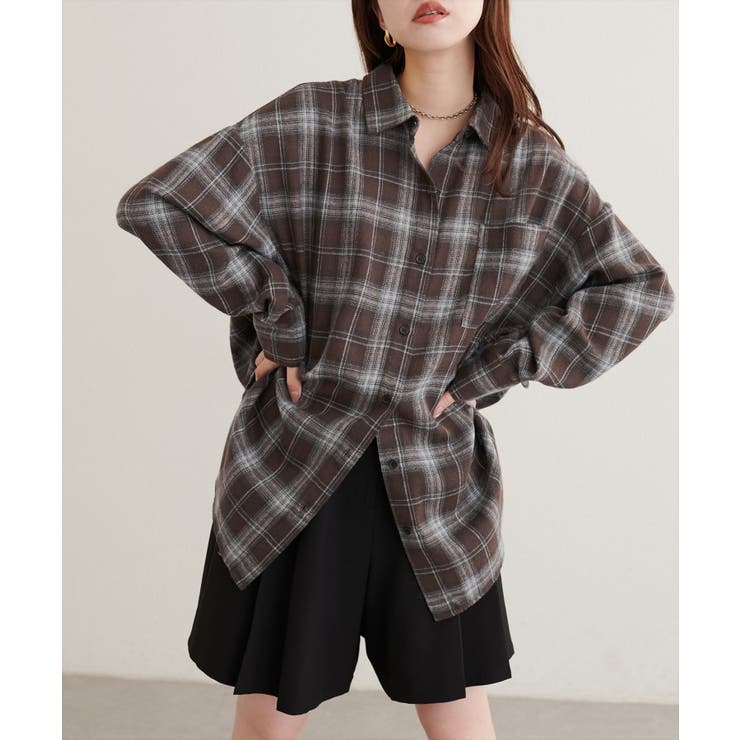 【natural couture】起毛チェックベーシックオーバーシャツ | NICE CLAUP / OLIVE des OLIVE　OUTLET | 詳細画像16 
