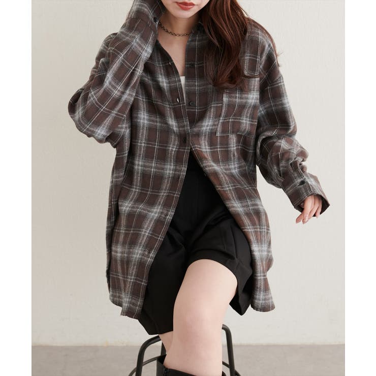【natural couture】起毛チェックベーシックオーバーシャツ | NICE CLAUP / OLIVE des OLIVE　OUTLET | 詳細画像18 