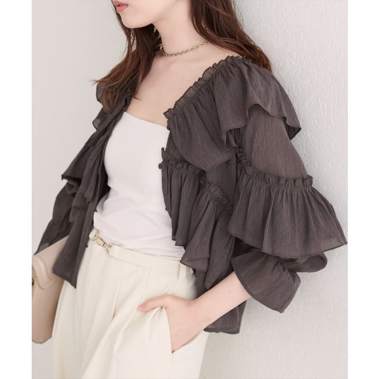 【natural couture】Vネックフリル衿キャンディスリーブブラウス | NICE CLAUP / OLIVE des OLIVE　OUTLET | 詳細画像14 