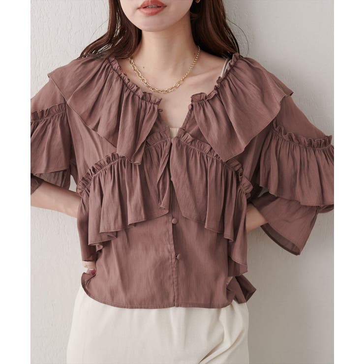 【natural couture】Vネックフリル衿キャンディスリーブブラウス | NICE CLAUP / OLIVE des OLIVE　OUTLET | 詳細画像20 