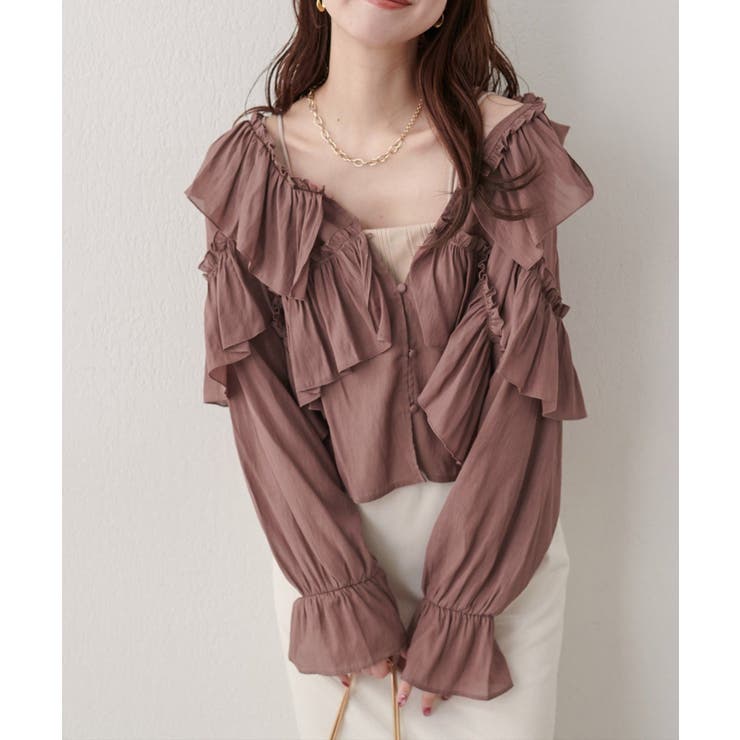 【natural couture】Vネックフリル衿キャンディスリーブブラウス | NICE CLAUP / OLIVE des OLIVE　OUTLET | 詳細画像21 