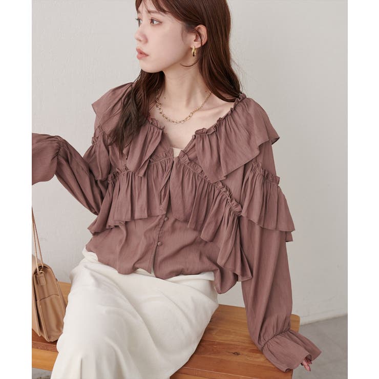 【natural couture】Vネックフリル衿キャンディスリーブブラウス | NICE CLAUP / OLIVE des OLIVE　OUTLET | 詳細画像22 
