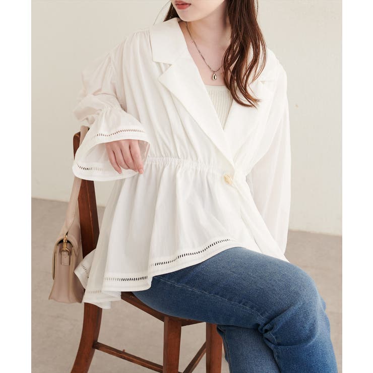 【natural couture】衿付きラップペプラムチュニック | NICE CLAUP / OLIVE des OLIVE　OUTLET | 詳細画像1 