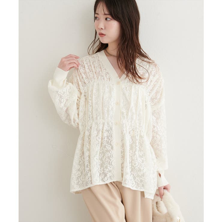 【natural couture】メッシュレースシャツカーデ | NICE CLAUP / OLIVE des OLIVE　OUTLET | 詳細画像3 