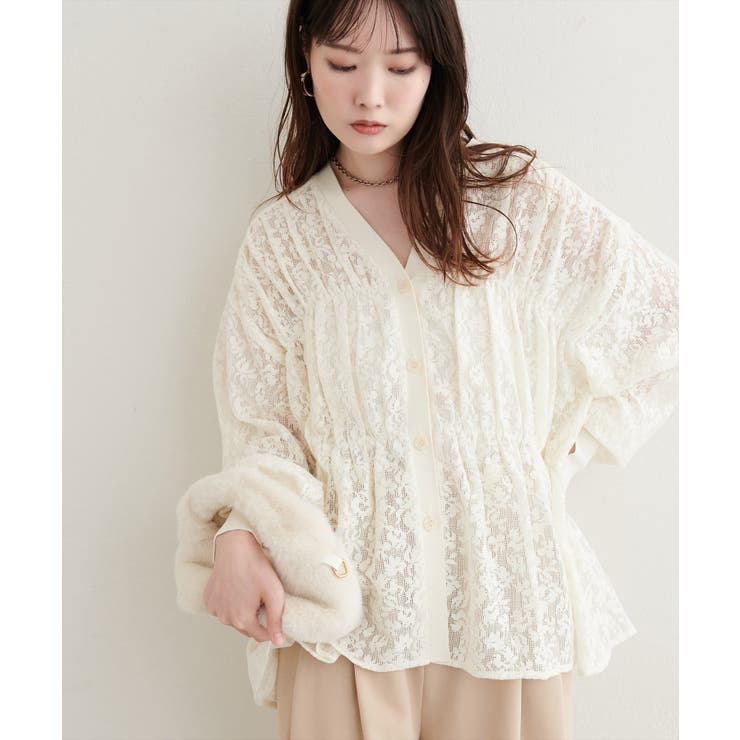 【natural couture】メッシュレースシャツカーデ | NICE CLAUP / OLIVE des OLIVE　OUTLET | 詳細画像6 