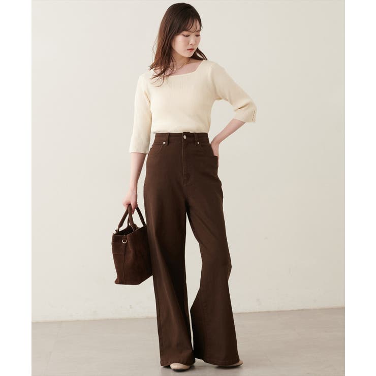 【natural couture】スクエア×ボート前後２WAYリブニット | NICE CLAUP / OLIVE des OLIVE　OUTLET | 詳細画像3 