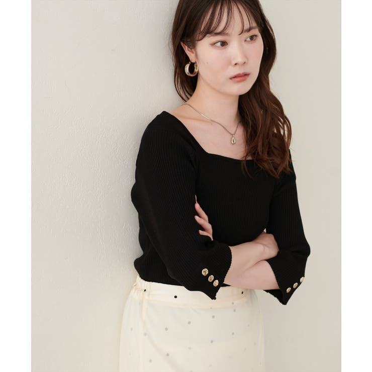 【natural couture】スクエア×ボート前後２WAYリブニット | NICE CLAUP / OLIVE des OLIVE　OUTLET | 詳細画像9 