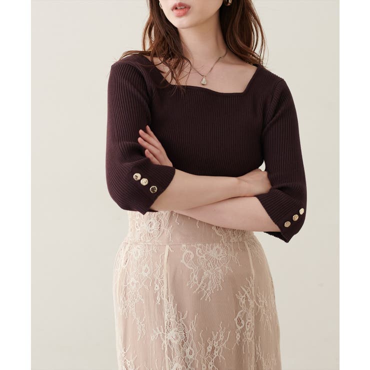 【natural couture】スクエア×ボート前後２WAYリブニット | NICE CLAUP / OLIVE des OLIVE　OUTLET | 詳細画像17 
