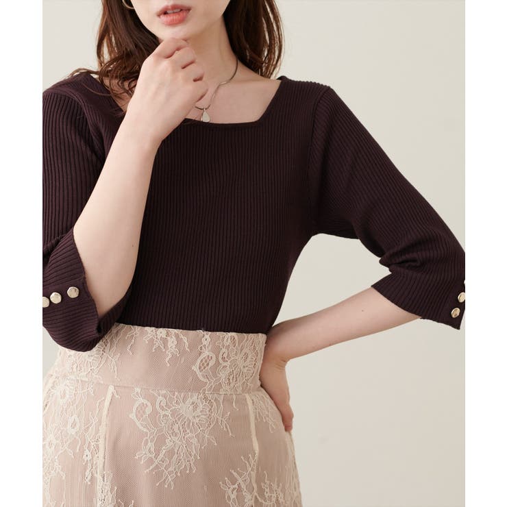 【natural couture】スクエア×ボート前後２WAYリブニット | NICE CLAUP / OLIVE des OLIVE　OUTLET | 詳細画像19 