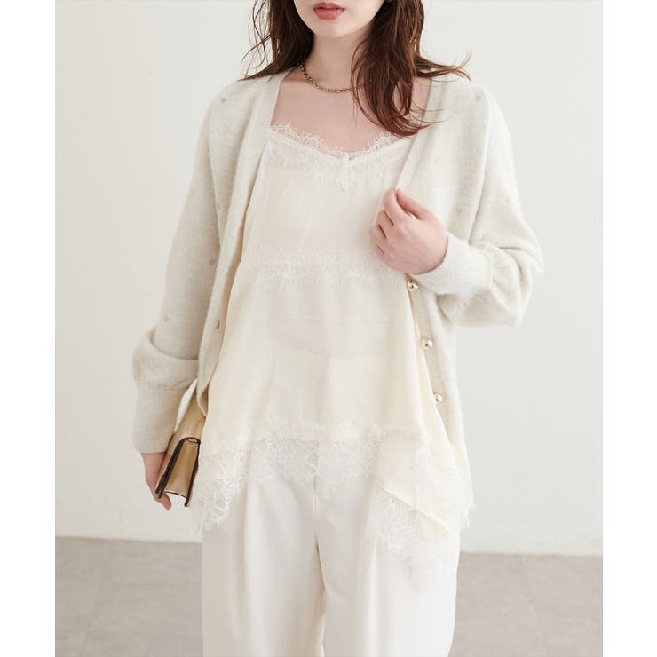 【natural couture】〈mizu〉ミニシャギーハート刺繍ニットカーデ… | NICE CLAUP / OLIVE des OLIVE　OUTLET | 詳細画像2 